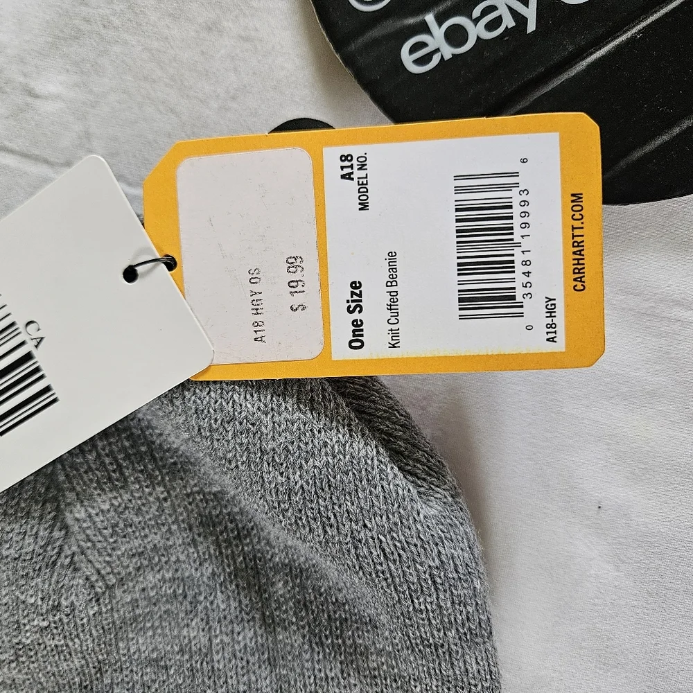 Carhartt Beanie Grey Cuffed Logo Knit Workwear High Visibility Hat